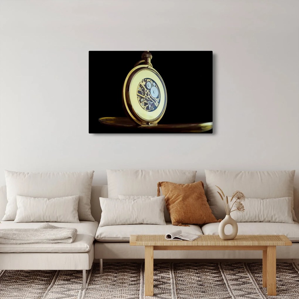 Tablou cu ceas de buzunar de aur (90x60 cm)