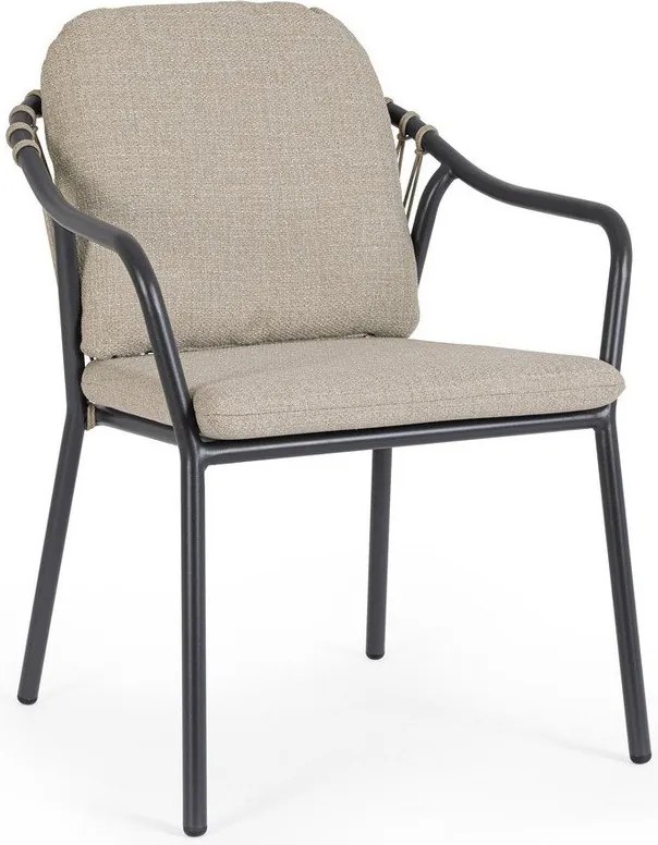 Scaun de grădină maro deschis din metal Edvige – Bizzotto