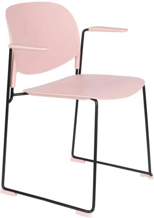 Scaun din plastic roz cu brate Armchair Stacks Pink