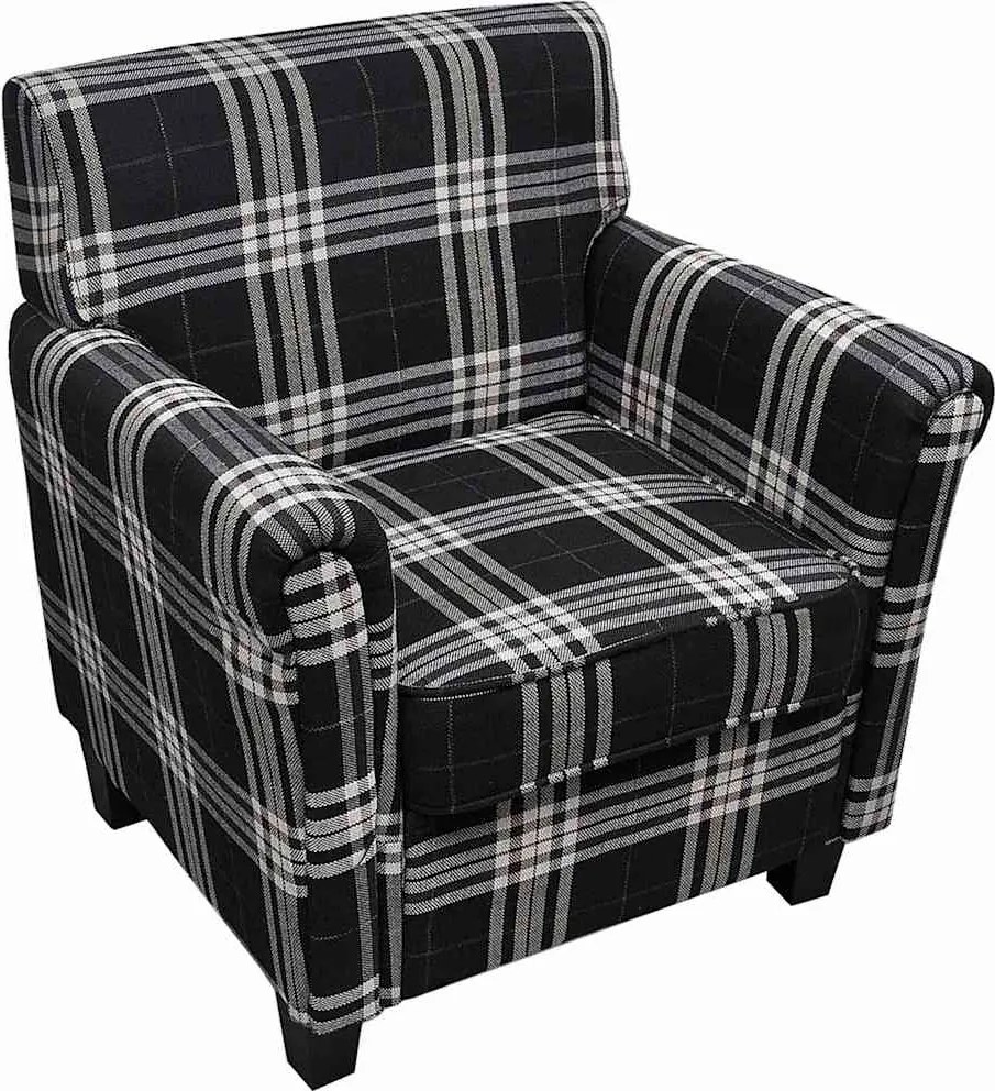 vidaXL Fotoliu cu pernă, negru, material textil