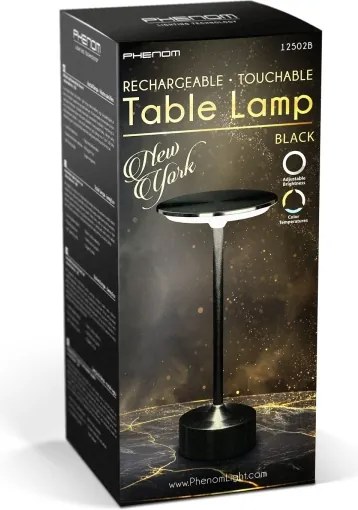 Lampă de birou LED reîncărcabilă NEW YORK, reglabilă, LED/1,8W/5V 1200 mAh, neagră