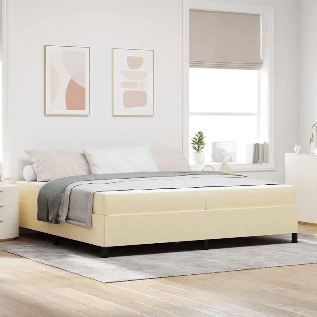 vidaXL Pat cu arcuri Cafea cu lapte și negru 200 x 200 cm