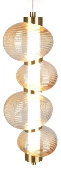 Lustră suspendată pe cablu BOLLA, LED/17W/230V, Ø 16 cm, auriu/bej fumuriu