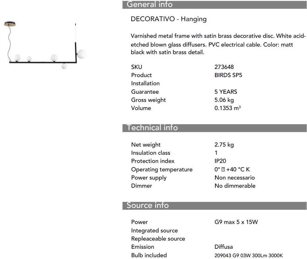 Lustra suspendata design minimalist BIRDS SP5