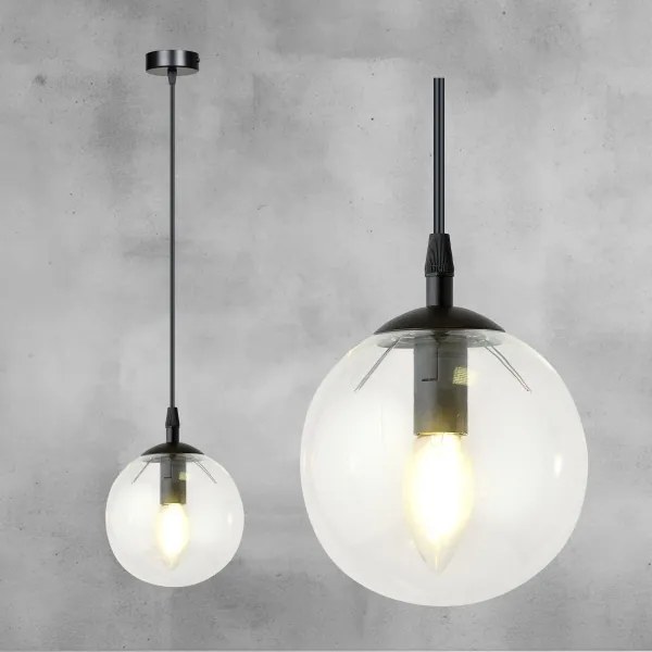 Lustră pe cablu COSMO 1xE14/10W/230V d. 14 cm negru/transparent