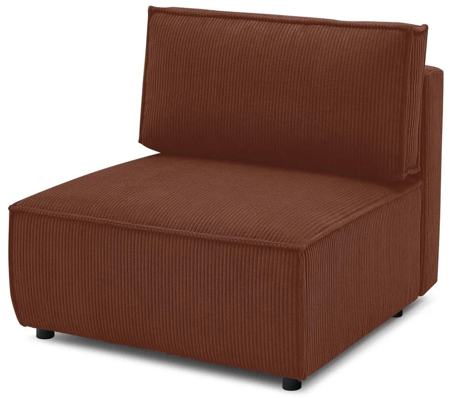 Modul pentru canapea cărămiziu cu tapițerie din catifea reiată (de mijloc) Nihad modular – Bobochic Paris