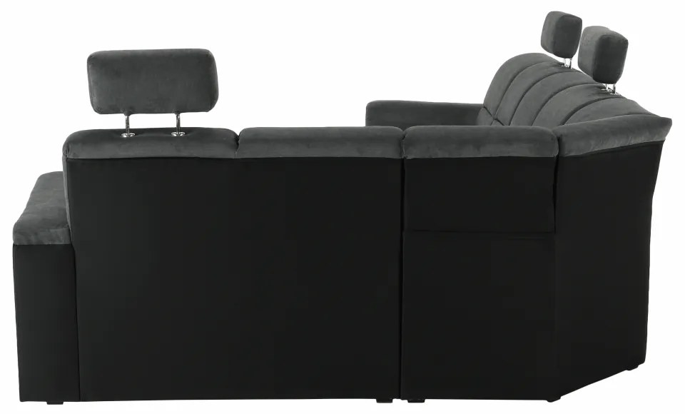 Colţar, piele ecologică negru/material, model dreapta, SANTIAGO U