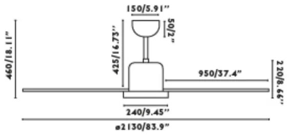 Ventilator de tavan FARO 33462A ANDROS XL maro d. 213 cm + telecomandă