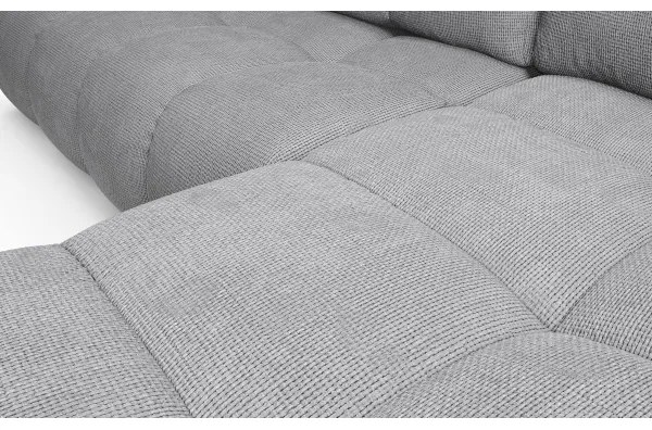 Colțar extensibil tapițat ALMADA, cu spațiu de depozitare, în formă de L, orientare dreaptă, gri