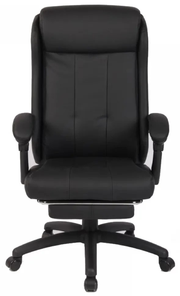 Scaun directorial, suport picioare, inaltime reglabila, spatar rabatabil 90-130 grade, piele PU, Negru