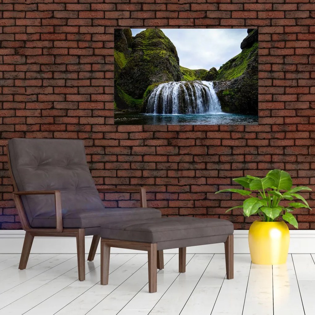 Tablou - Stânci cu cascadă (90x60 cm)