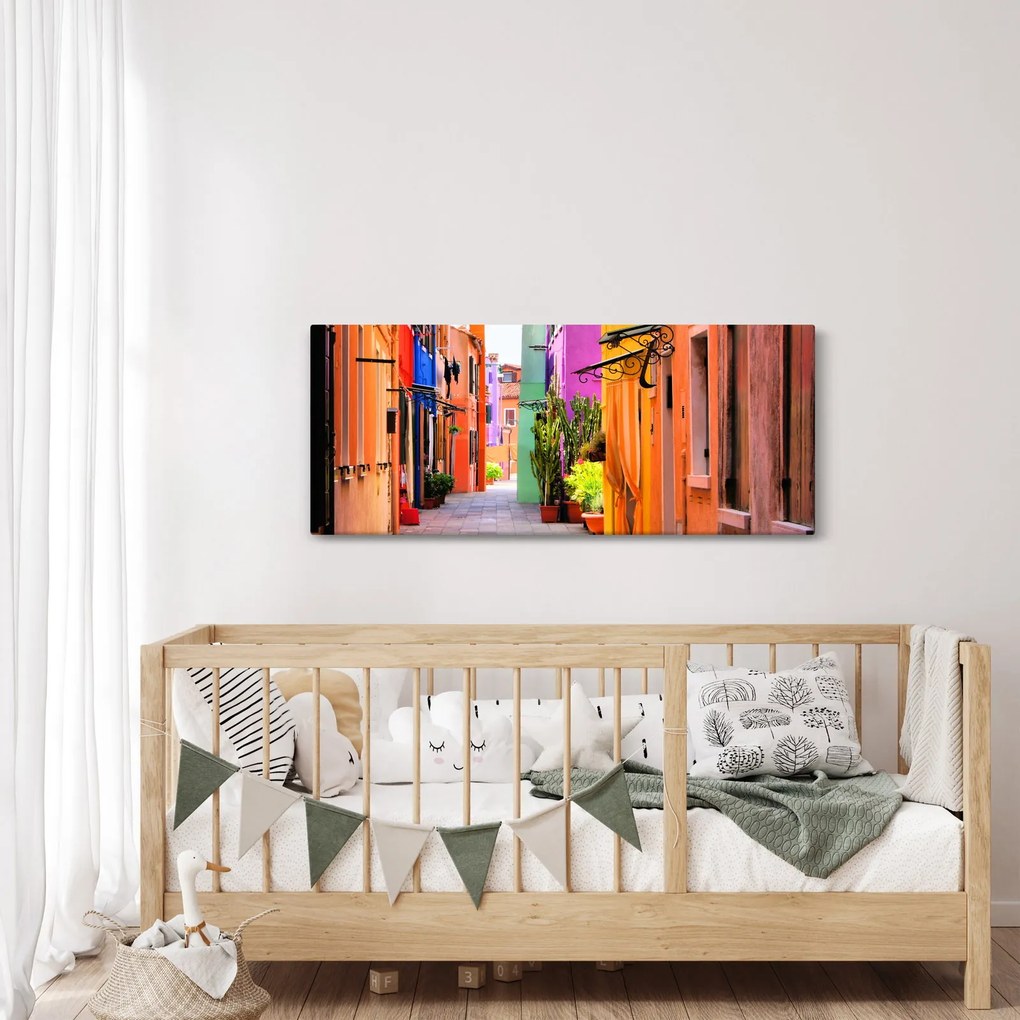 Tablou - Casa colorată în Burano, Veneția (120x50 cm)