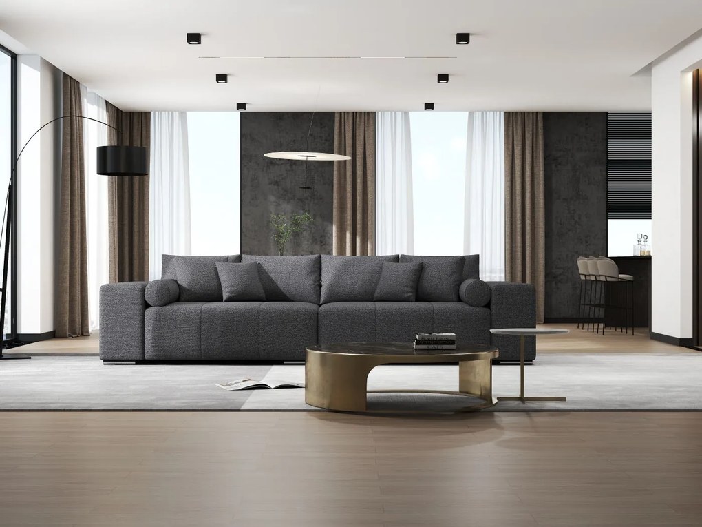 Canapea extensibilă dumonde cu ladă de depozitare si sezut confortabil din spuma high-density, Marbela Enjoy Grafit XXL 295x100 cm