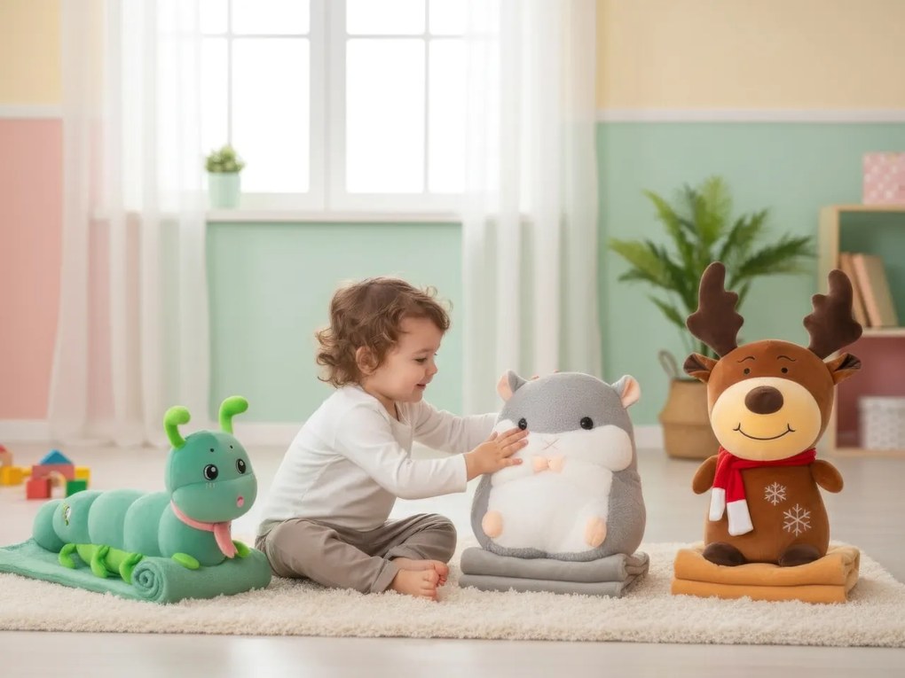 PANDA de plus cu paturica cocolino in interior, alb-negru