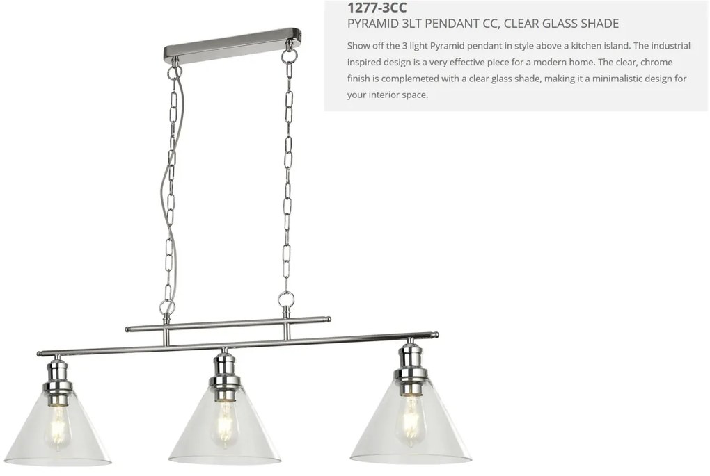 Lustra suspendata design clasic Pyramid crom 1277-3CC SRT