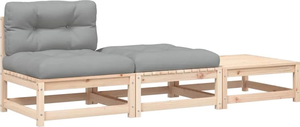 vidaXL Canapea de grădină fără cotiere, cu perne și taburete