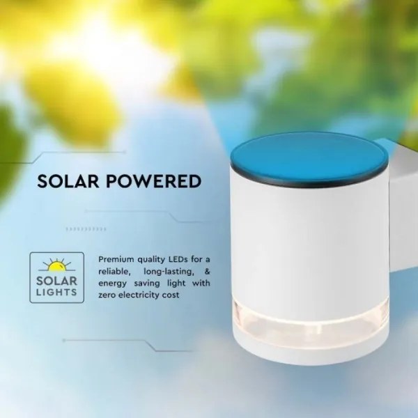 LED lampă solară de perete exterior 1W 3,7V 3000K IP54 1200mAh albă