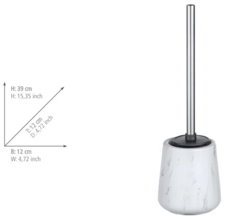Perie de toaletă cu suport din ceramică Wenko Adrada, alb