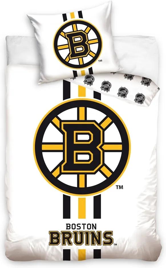 Lenjerie de pat NHL Boston Bruins White, din bumbac, 140 x 200 cm, 70 x 90 cm