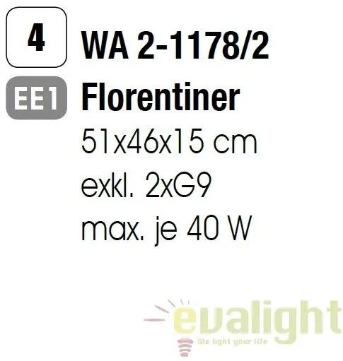 Aplica de perete design rustic Lilia WA 2-1178/2 Florentiner OR