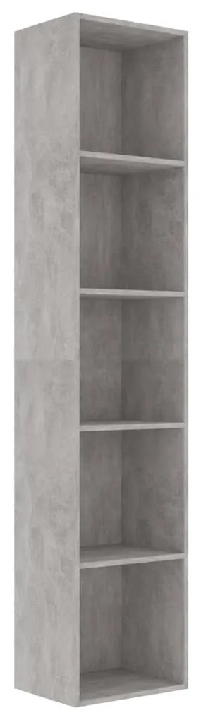 800958 vidaXL Bibliotecă, gri beton, 40x30x189 cm, PAL