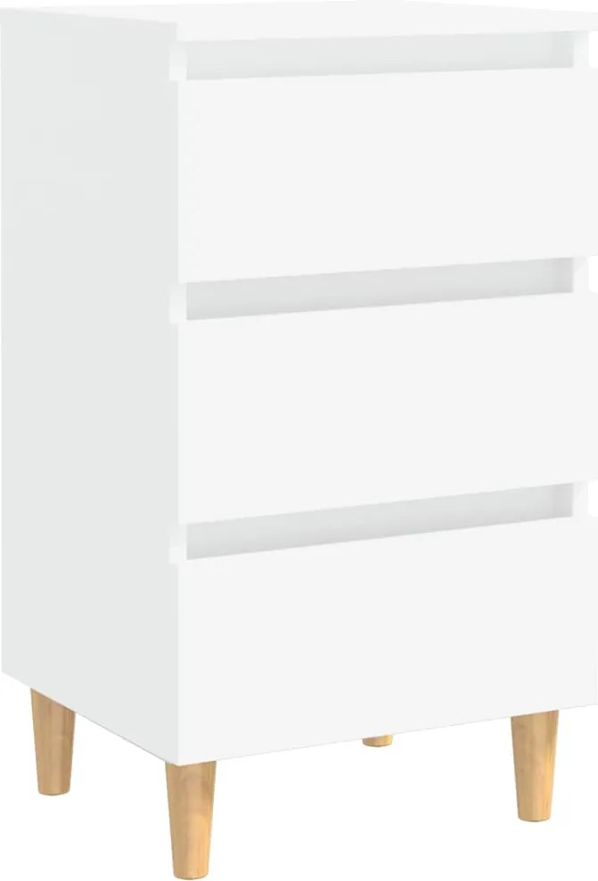 vidaXL Noptieră cu picioare lemn masiv, alb, 40x35x69 cm