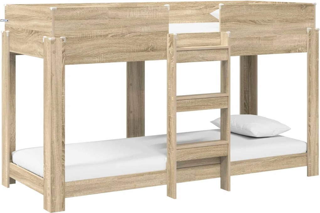 vidaXL Pat Etajat pentru Copii Stejar Sonoma 75 x 190 cm Lemn compozit