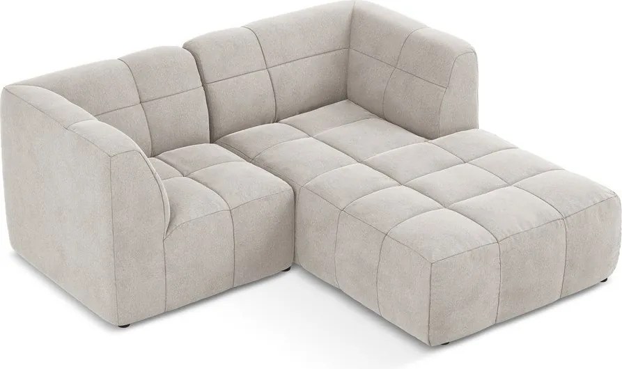 Colțar bej cu tapițerie din catifea (cu colț pe partea dreaptă/cu șezlong) Aloha – Makamii