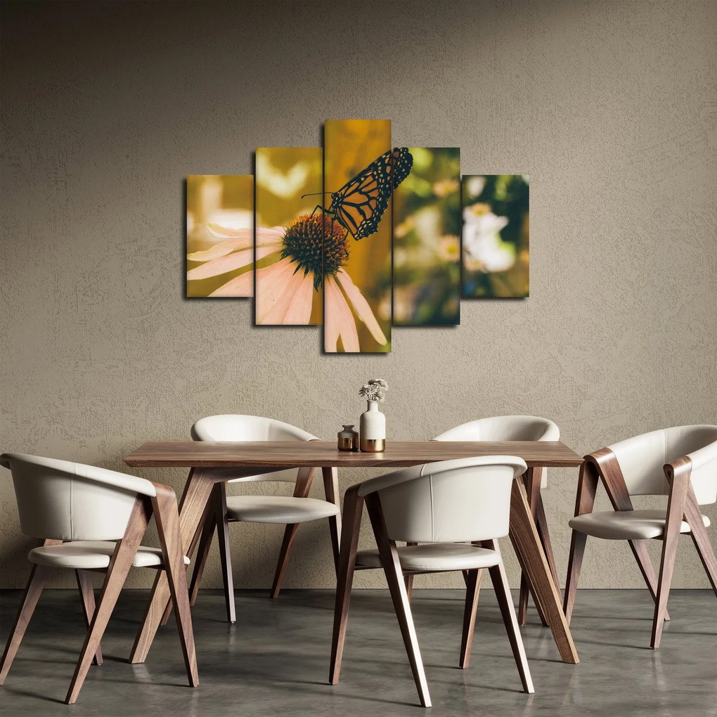 Tablou cu fluture pe floare (150x105 cm)