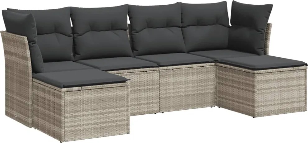 vidaXL Set canapele de grădină cu perne, 6 piese gri deschis poliratan