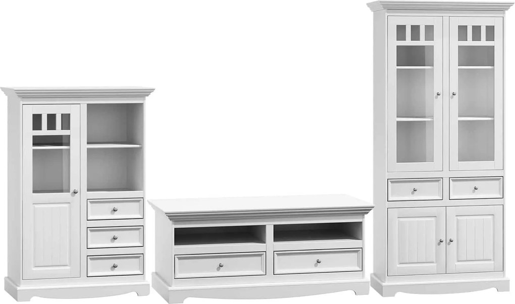Set lemn masiv alb Living Linea 291 cm