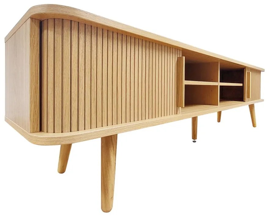 Comodă TV în culoare naturală cu aspect de lemn de stejar 178x50x40 cm Rove – Woodman