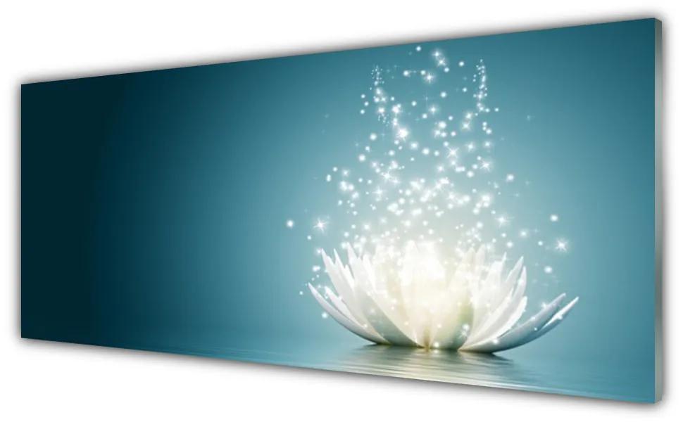 Tablou pe sticla Floare de lotus floare Floral Albastru Negru Alb