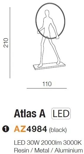 Lampadar LED tip Statueta design modern decorativ ATLAS A