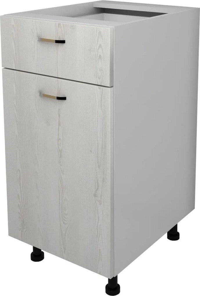 Corp Baza Lecce, 1 Sertar, 1 Usa, Pin Alb/Alb, 40 x 50 x 80 cm