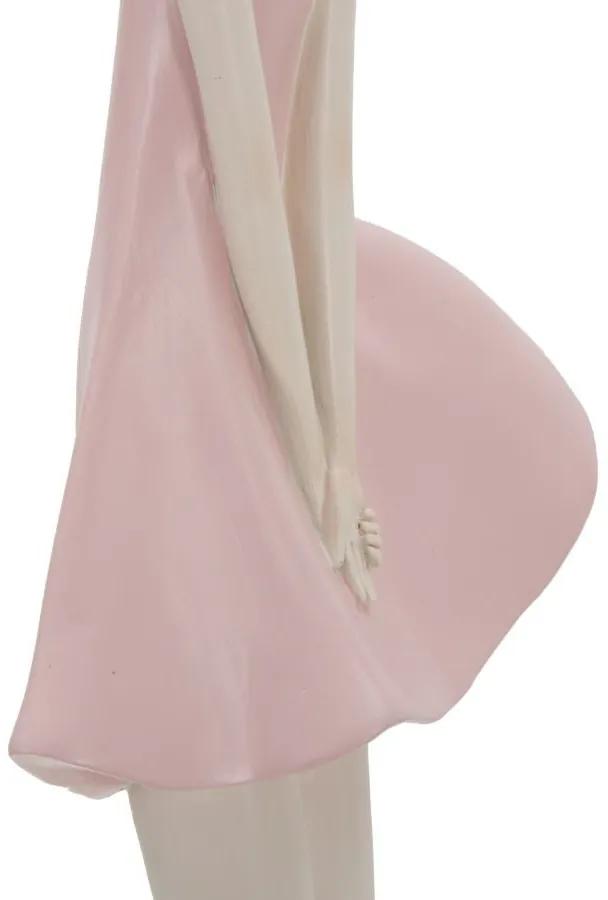 Figurina decorativa roz din polirasina, 12x9x40,5 cm, Dolly Mauro Ferretti