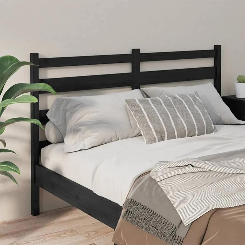 Tablie de pat, negru, 186x4x100 cm, lemn masiv de pin 1, Negru, 186 x 4 x 100 cm