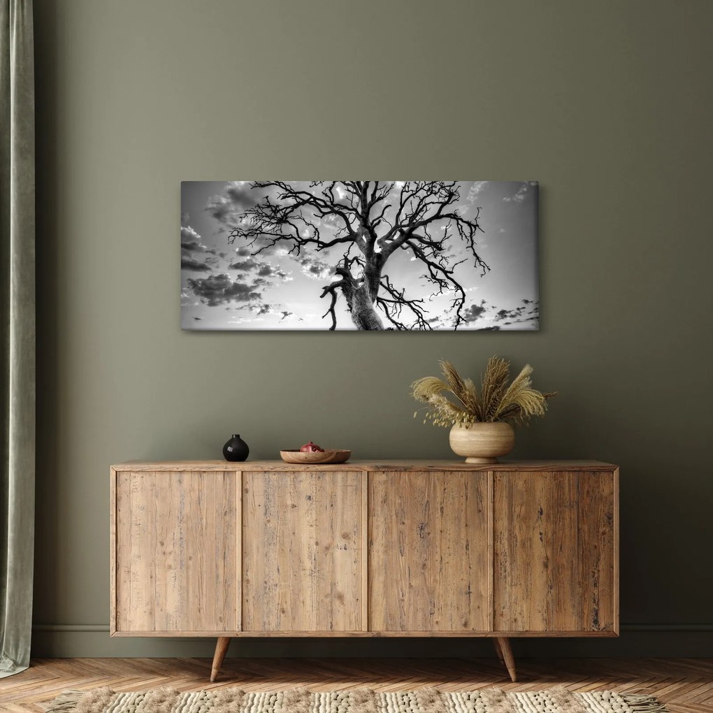 Tablou - Copacul, alb-negru (120x50 cm)