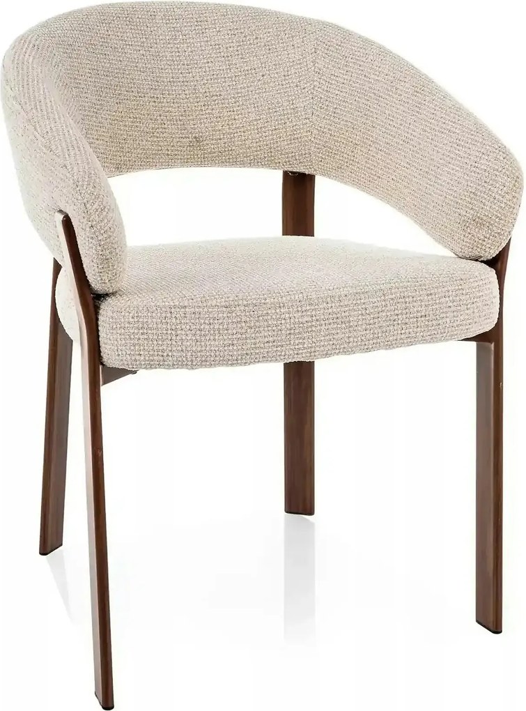 Scaun NAGOJA D, bej deschis/nuc, stofă clasică/metal, 56x50x80 cm