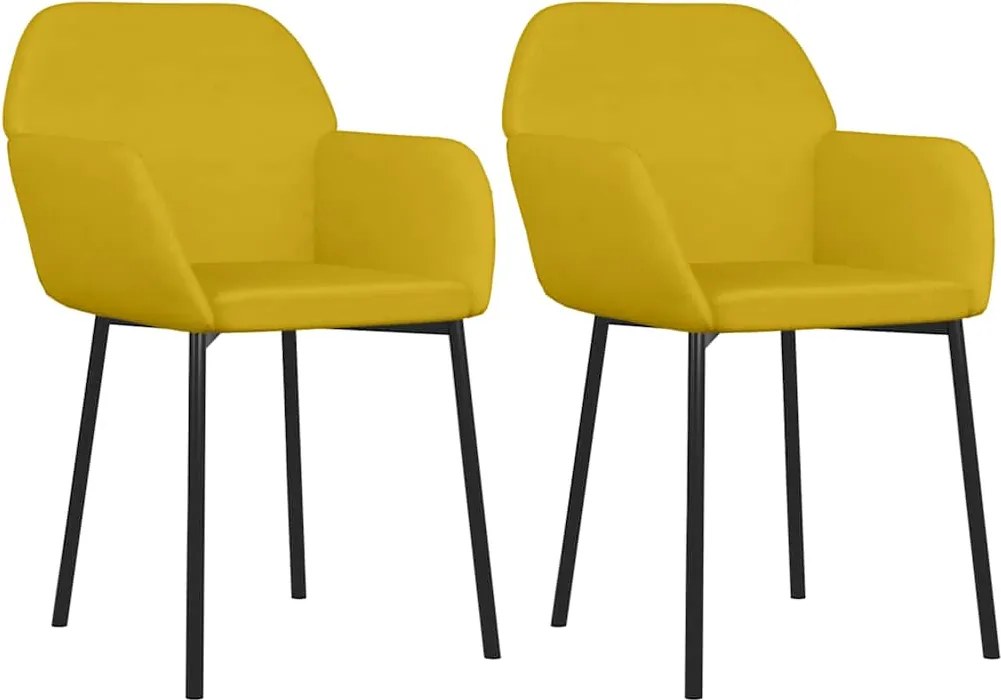 vidaXL Scaune de bucătărie, 2 buc., galben, catifea