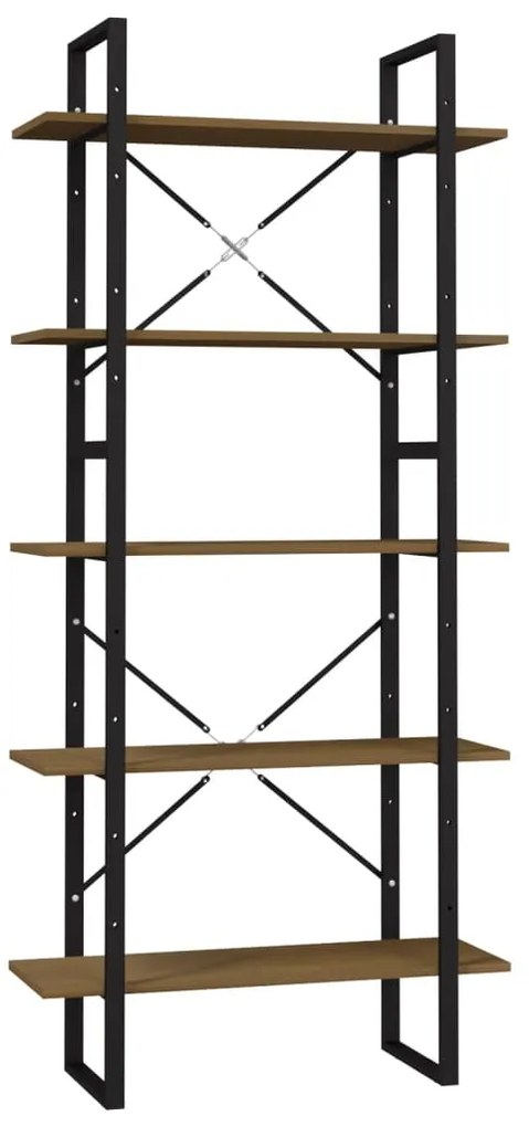 3081996 vidaXL Bibliotecă 5 rafturi, maro, 80x30x175 cm, lemn masiv de pin