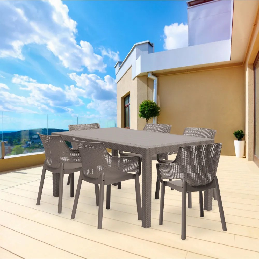 Set mobilier de grădină Evody 6+1 cappuccino