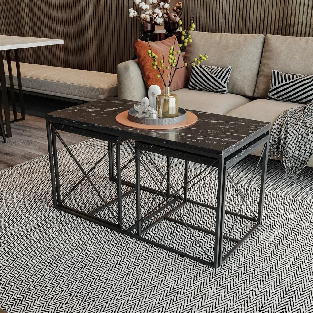 Masă de cafea Defne Black Marble