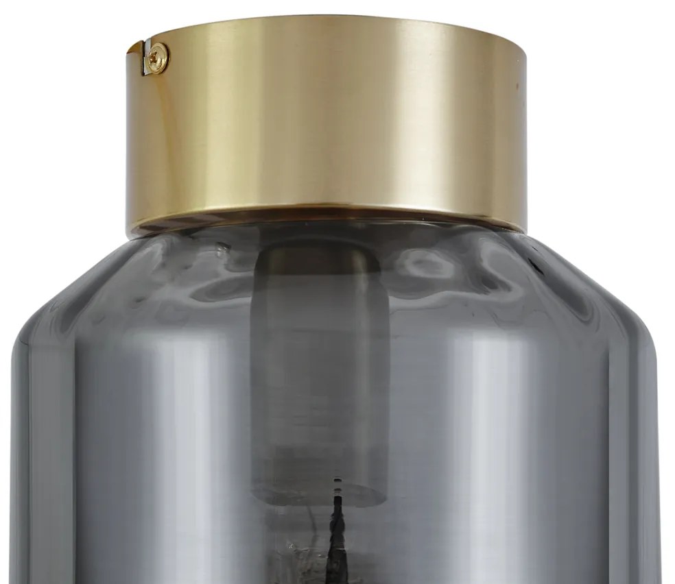 Plafonieră modernă alamă cu sticlă fumurie - Stiklo