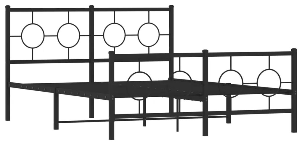 376243 vidaXL Cadru pat metalic cu tăblie de cap/picioare, negru, 135x190 cm