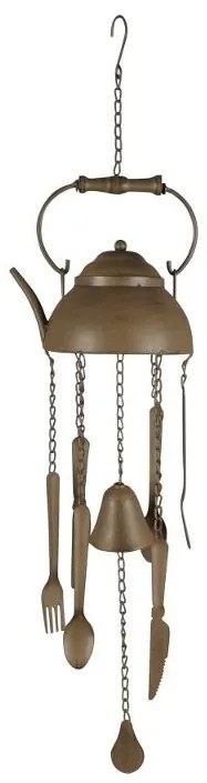 Clopotel de vant, din metal, maro, 19x15.5x69 cm