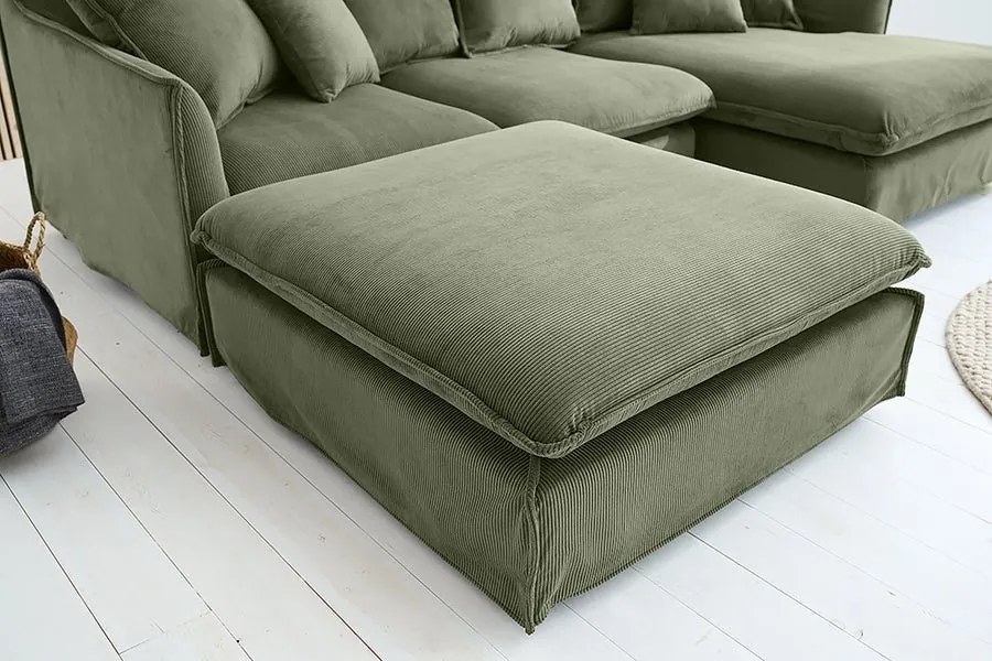 Taburete, suport pentru picioare Heaven 100cm, catifea raiata verde