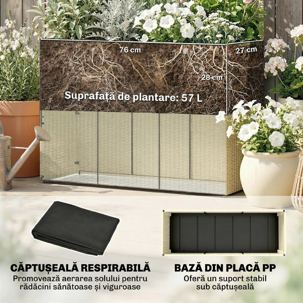 Outsunny Jardinieră cu spalier, ghiveci din poliratan | Aosom Romania