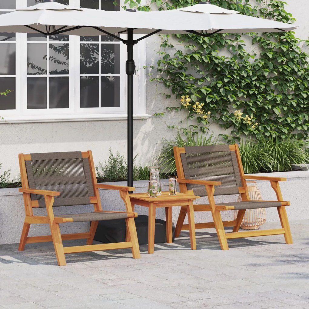 vidaXL Scaune de Grădină cu Masă 3 pcs Gri 45 x 45 x 40 cm