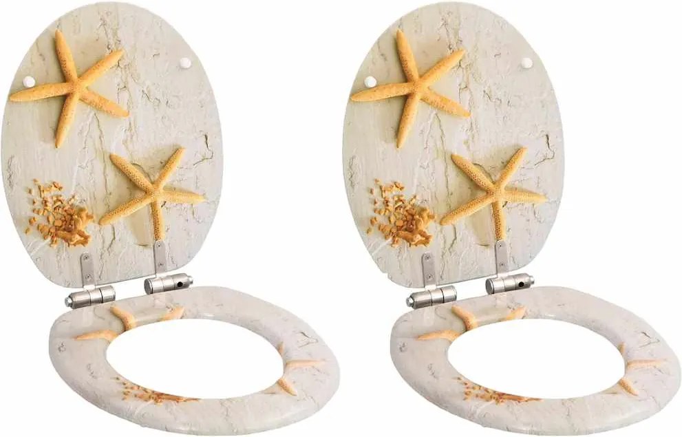 vidaXL Capace WC închidere silențioasă 2 buc. MDF design stea de mare